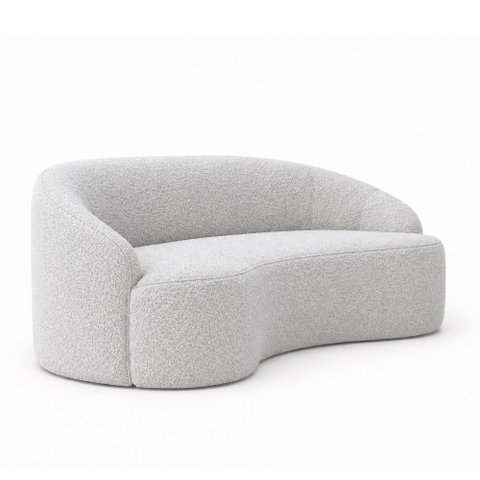 Sofá Curvo Dunas 2 Lugares 180cm Bouclé Cinza - Sallar Home