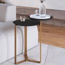 Ver imagem 2 de Mesa Lateral para Sala de Estar 2 em 1 Pés Metálicos Dari A03 Nero Dourado - Lyam Decor