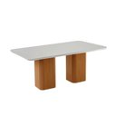 Ver imagem 5 de Conjunto Sala de Jantar Maldivas C/ Tampo Madeirado C/ Vidro Canto Curvo 180x90cm e 6 Cadeiras
