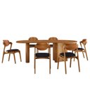 Ver imagem 2 de Conjunto Mesa 180cm x 80cm Tampo MDF Canto Copo 6 Cadeiras Celeste Marrom/Preto/Imbuia