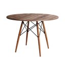 Ver imagem 1 de Mesa Redondo Tampo De Madeira 90Cm Amêndoa Marrom