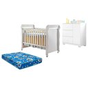 Ver imagem 1 de Berço Americano Mirelle e Cômoda Infantil Duda Branco Brilho com Colchão Ortobom – Phoenix Baby