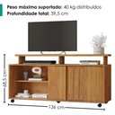 Ver imagem 3 de Rack Bancada para TV 50 pol 1 Porta 136 cm Maxx Cedro Rudk