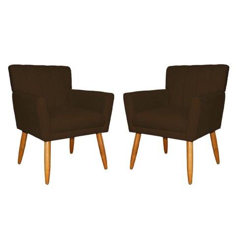 Kit 02 Poltrona Cecília em Suede Escritório Recepção