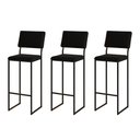 Ver imagem 1 de Kit 3 Banquetas com Encosto Industrial e Moderna Nina Preto e Corino Preto