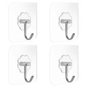 Ver imagem 1 de Kit 4x Ganchos Adesivo Sem Furo Parede Multiuso Transparente Banheiro Quarto Cozinha