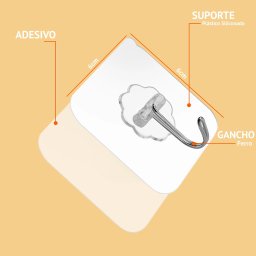 Kit 4x Ganchos Adesivo Sem Furo Parede Multiuso Transparente Banheiro Quarto Cozinha - 3