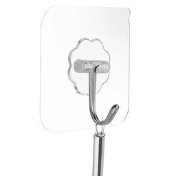 Kit 4x Ganchos Adesivo Sem Furo Parede Multiuso Transparente Banheiro Quarto Cozinha - 5