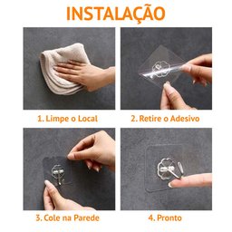Kit 4x Ganchos Adesivo Sem Furo Parede Multiuso Transparente Banheiro Quarto Cozinha - 8