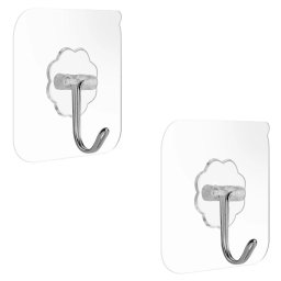 Kit 4x Ganchos Adesivo Sem Furo Parede Multiuso Transparente Banheiro Quarto Cozinha - 2