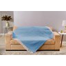 Manta Xale Xadrez Azul Para Sofá 1,40M x 1,60M Com Franja - 1