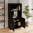 Ver imagem 3 de Estante Armário para Escritório 2 Portas com Chave 2 Nichos MDP 80cm Preto F5 Office