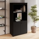 Ver imagem 1 de Estante Armário para Escritório 2 Portas com Chave 2 Nichos MDP 80cm Preto F5 Office