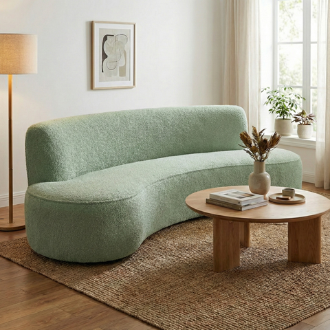 Sofá Orgânico Mônaco Dekorien Bouclé Verde 180cm