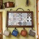 Ver imagem 2 de Porta Canecas xicaras parede Colonial G ferro madeira azulejo Porta Canecas xicaras parede Colonial