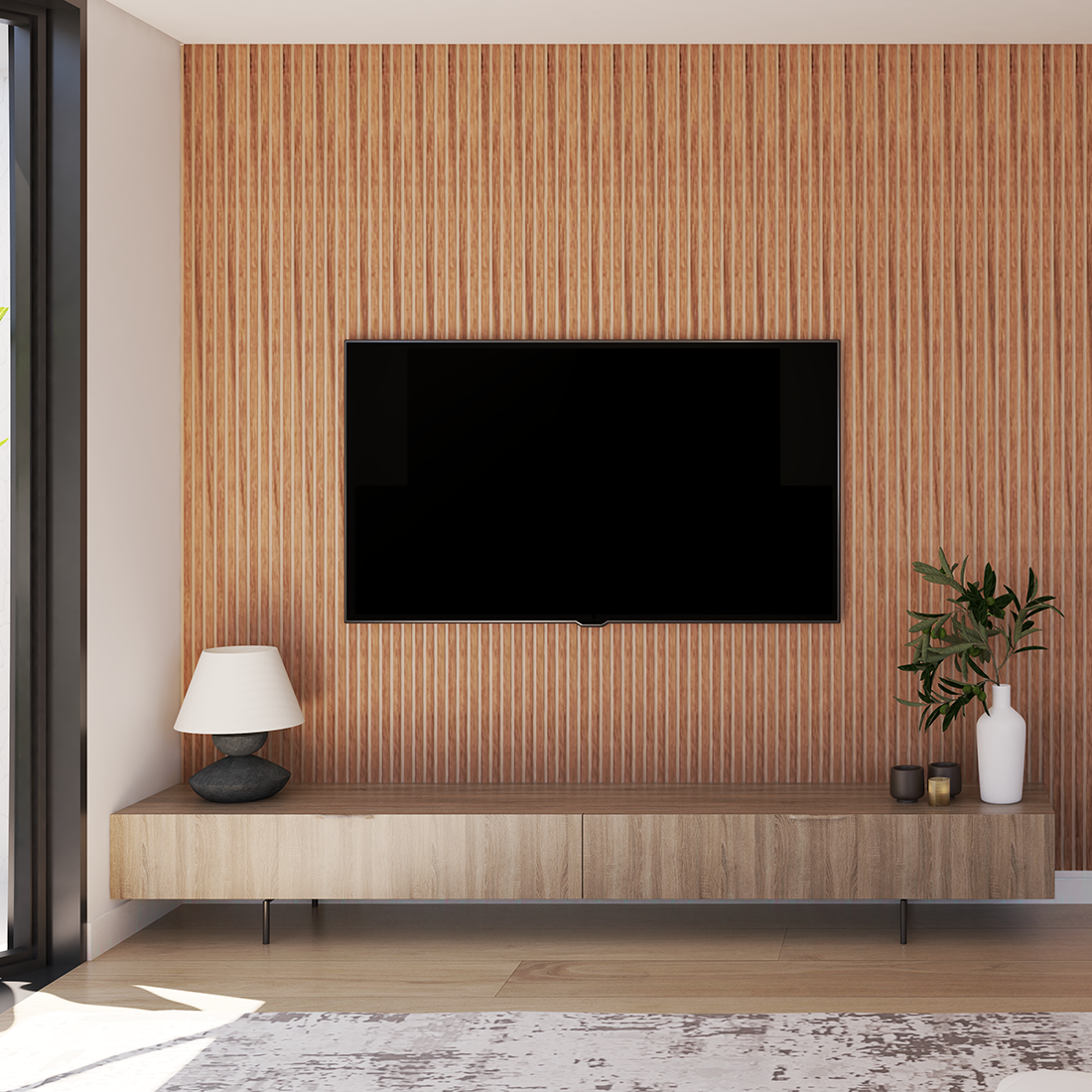 Painel Ripado Modular 10m Linear (1m²) Cinamomo Autocolante Linha Madeto meu rodapé