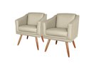 Ver imagem 1 de Kit 2 Poltronas Decorativa San Diego Sala Recepção Escritório Bege Nude
