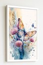 Ver imagem 2 de Quadro Decorativo Borboleta Flores Aquarela - 70x50cm:moldura Preta