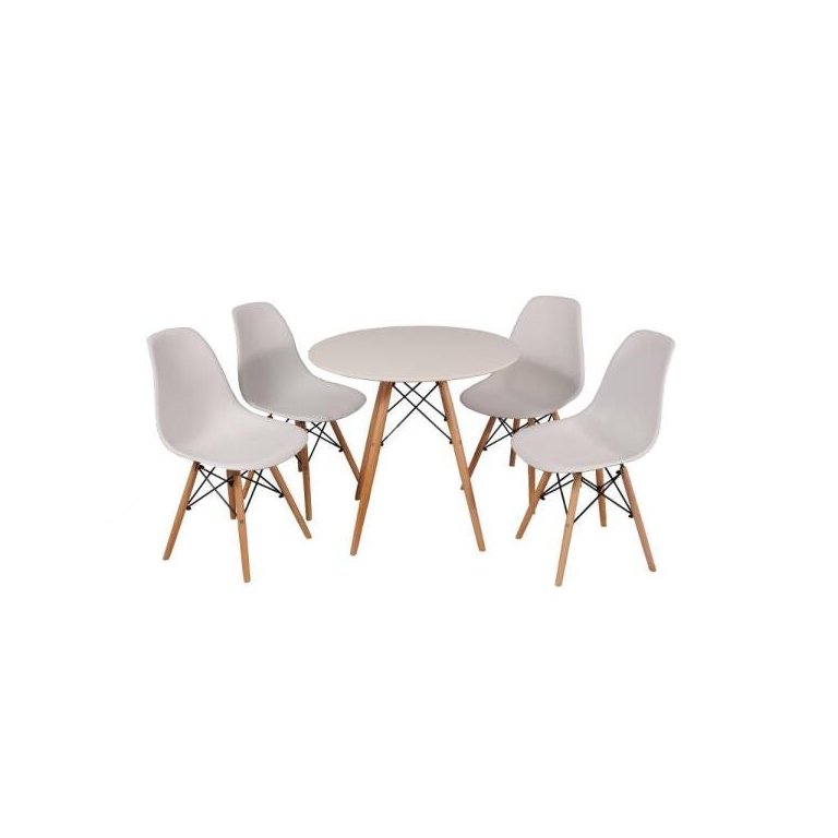 Kit Mesa Jantar Eames Eiffel 80cm + 4 Cadeiras Eames Eiffel - Branca