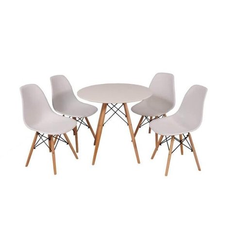 Kit Mesa Jantar Eames Eiffel 120cm + 4 Cadeiras Eames Eiffel - Branca