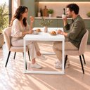 Ver imagem 4 de Mesa de Jantar Reforçada Industrial 70x70cm Tampo Branco Pés Branco