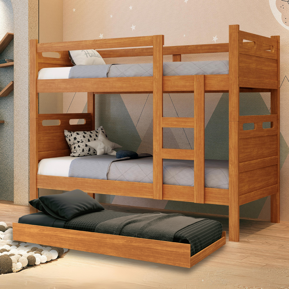 Beliche com Cama Auxiliar Jaspe Treliche Mdf Cor:nature