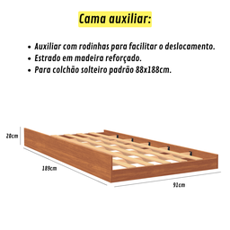 Beliche com Cama Auxiliar Jaspe Treliche Mdf Cor:nature - 4