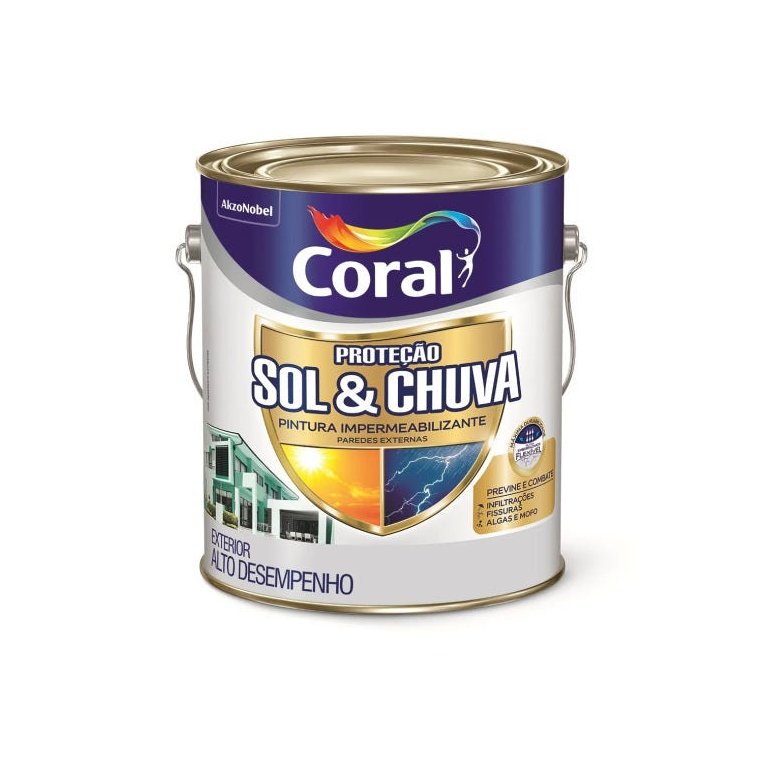 Tinta Impermeabilizante Coral Proteção Sol e Chuva Branco