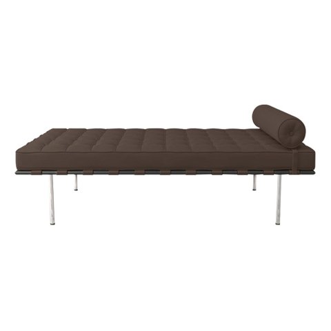 Couch Barcelona Couro Sintético Design Modernista Sala Escritório Recepção Linha Premium - Marrom