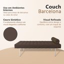 Ver imagem 4 de Couch Barcelona Couro Sintético Design Modernista Sala Escritório Recepção Linha Premium - Marrom