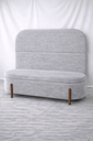 Ver imagem 1 de Kit Atenas Cabeceira de Cama Box Orgânica e Recamier Calçadeira Baú Queen 160 Cm Suede Prata Eli Móv