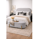 Ver imagem 2 de Kit Atenas Cabeceira de Cama Box Orgânica e Recamier Calçadeira Baú Queen 160 Cm Suede Prata Eli Móv