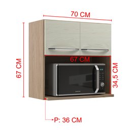 Armário Aéreo Modulado para Microondas Fidelitá Paris 70cm 2 Portas - 4 Armário Aéreo Modulado para Microondas Fidelitá Paris 70cm 2 Portas - 4