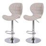 Kit 2 Banquetas Giratórias Lúcia Rivatti Linho Cru Base Disco Cromado - 1