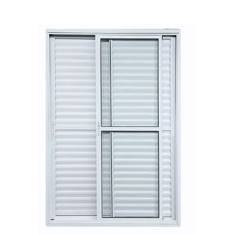 Porta Balcão 3 Folhas (1 Fixa) Alumínio Branco com Trinco Vidro Liso - Linha Resistence - 210cm - 12
