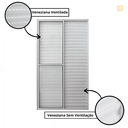 Ver imagem 3 de Porta Balcão 3 Folhas (1 Fixa) Alumínio Branco com Trinco Vidro Liso - Linha Resistence - 210cm - 12