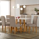Ver imagem 2 de Conjunto Sala de Jantar Mesa Rubi 160x90 6 Cadeiras Ana Ype/off White/suede Marrom
