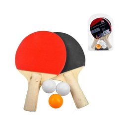 Kit Ping Pong Tênis de Mesa 2 Raquetes Madeira e 3 Bolinhas - 1