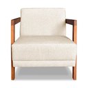 Ver imagem 4 de Kit 02 Poltronas Decorativa Natália Linho Bege Base em Madeira Castanho - Pallazio