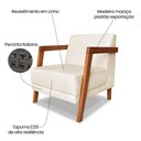 Ver imagem 7 de Kit 02 Poltronas Decorativa Natália Linho Bege Base em Madeira Castanho - Pallazio