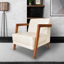 Ver imagem 2 de Kit 02 Poltronas Decorativa Natália Linho Bege Base em Madeira Castanho - Pallazio