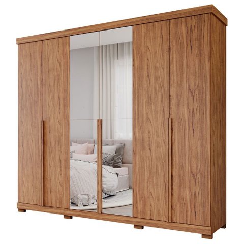 Guarda Roupa Copacabana 6 Portas Espelho e Pés Mdf