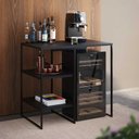 Ver imagem 1 de Aparador Adega Barzinho Bourbon 80cm Industrial em Aço para Sala Home Bar e Área Gourmet - Preto
