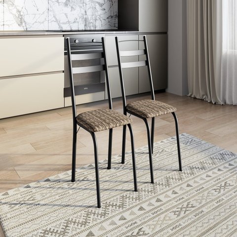 Kit 2 Cadeiras para Sala de Jantar Milla Preto/Rattan