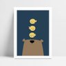 Quadro Poster Infantil urso marrom pássaros - 1