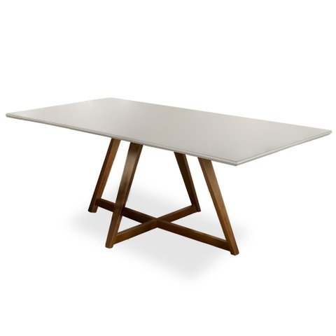 Mesa de Jantar Liana com Vidro Mmj-as As-castanho Claro/off White Laca 1,60m