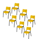 Ver imagem 2 de Kit 7 Cadeiras Iso Fixa Empilhável Escola Igreja Salão:amarelo