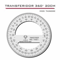 Transferidor 360 20cm Transp Acrílico Desenho Técnico Fenix - 1