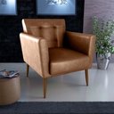 Ver imagem 4 de Poltrona Decorativa Confortável Pés em Madeira Maciça Cancun Sintetico Rustico Whisky Matrix