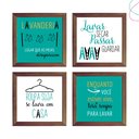 Ver imagem 3 de Kit com 4 Quadros Decorativos Lavanderia Moldura e Vidro:branca